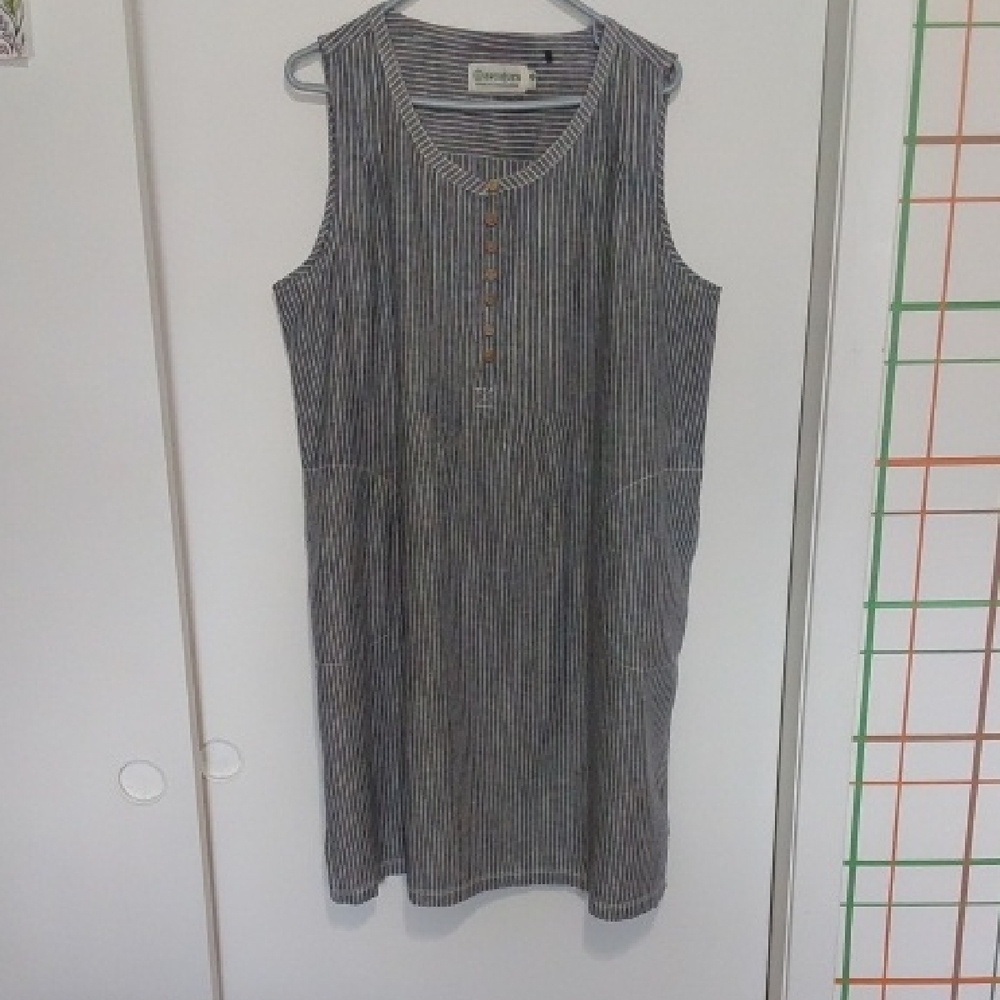 Striped Sleeveless XL Dress made of Hemp / Tencil